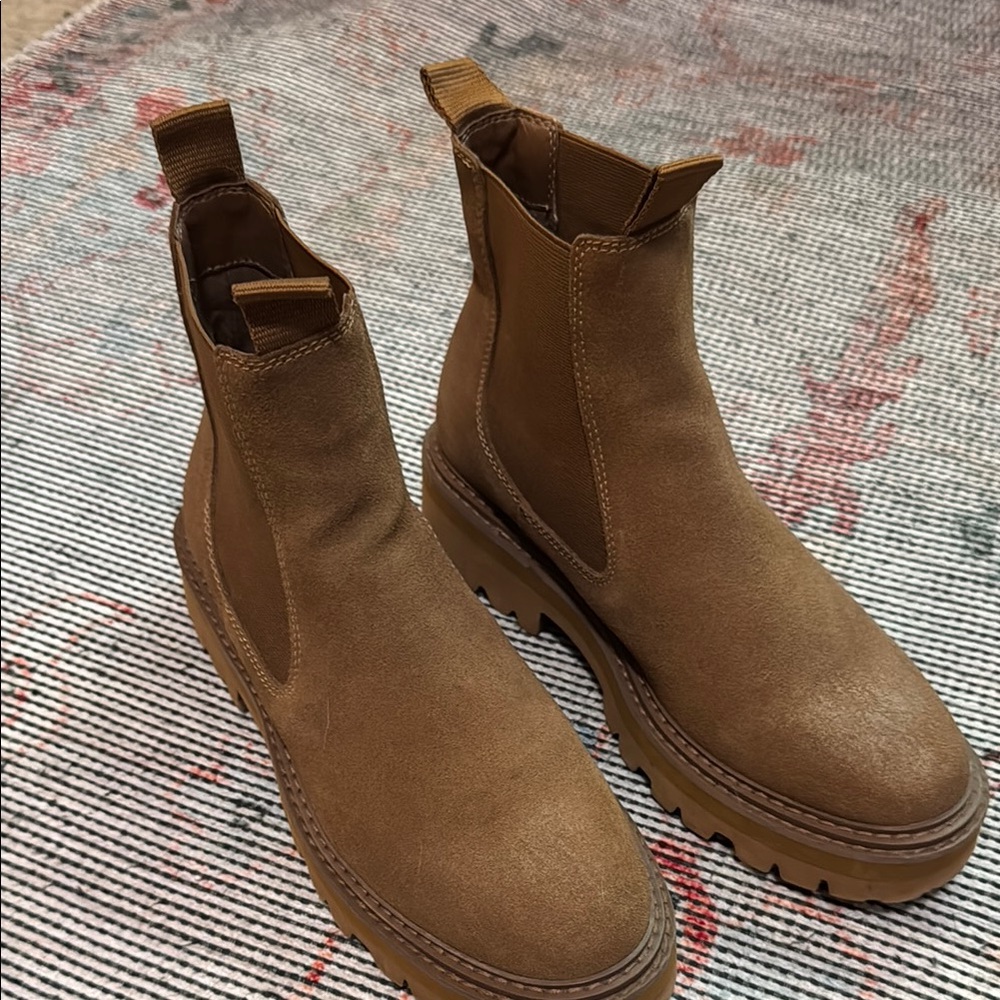 Dolce Vita Tan Suede Chelsea Ankle Boots